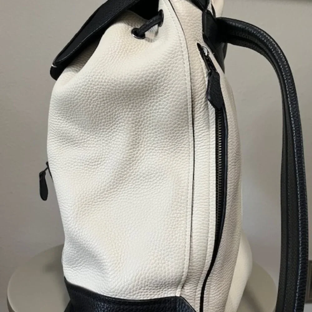 Coach Two-Tone Cream and Black Leather Backpack - Picture 6 of 14